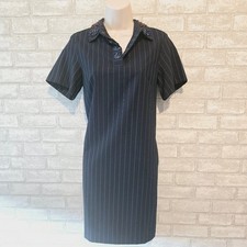 NWT J. Crew Navy Blue Pinstripe Short Sleeve Beaded Collar Shift Dress XS
