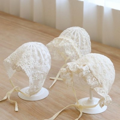 Lace Embroidery Baby Girl Bonnet Hat Summer Breathable Mesh Kids Cap for Newborn