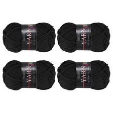 4PCS Crocheting Yarn, Black 4Ply Acrylic Yarn 100g, 219Yards