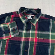 Tommy Hilfiger Mens XXL Custom Fit Long Sleeve Flannel Blue/Green Plaid Outdoors