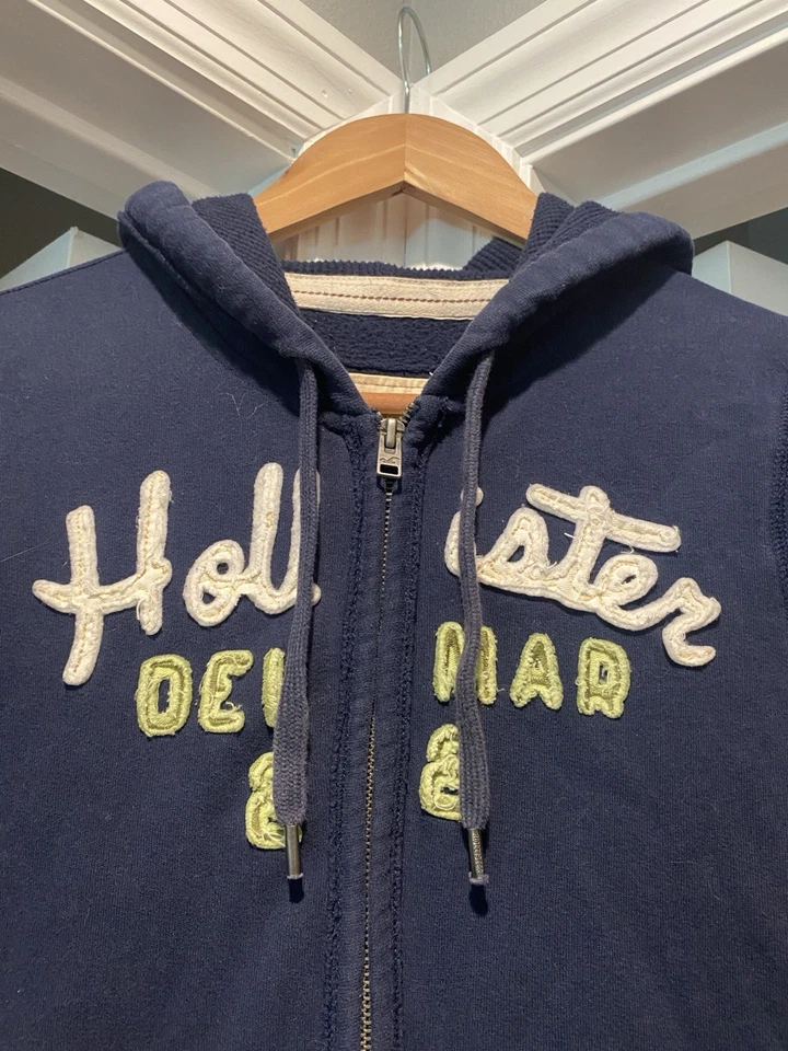 Chaqueta con capucha Hollister vintage para mujer mediana cremallera completa bordada Y2K Foto 2 de 4