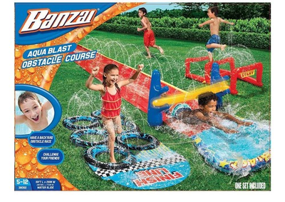 #ad Banzai Aqua Blast Obstacle Course Slip amp; Slide 16#x27; Kid Outdoor Play Center $23.00