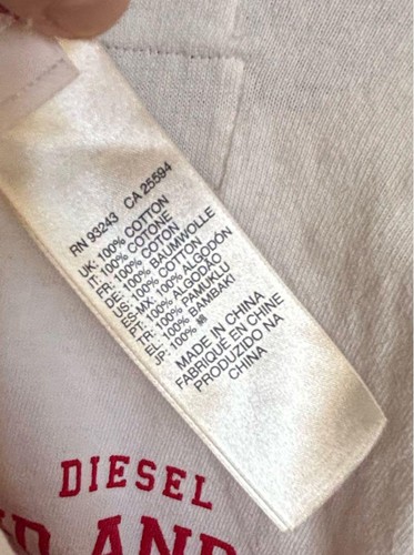 Top DIESEL a righe in cotone manica lunga taglia L usato vintage bianco/rosso - Foto 9 di 11