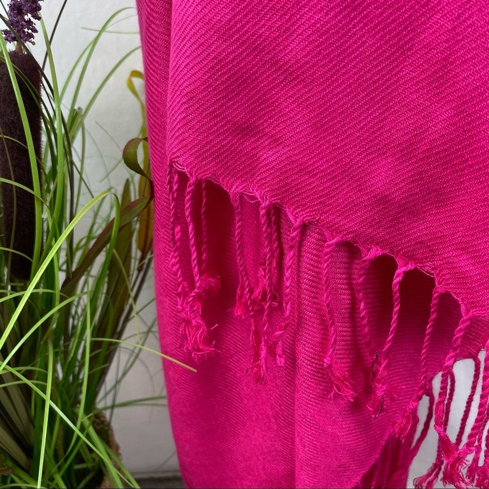 Pashmina Hot Pink Rectangular thin knit Scarve - image 4