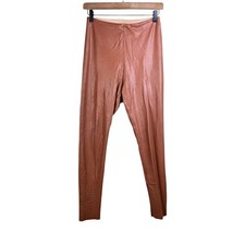 Commando Womens M Cocoa Brown Faux Leather Four Way Stretch Shape Wear Leggings