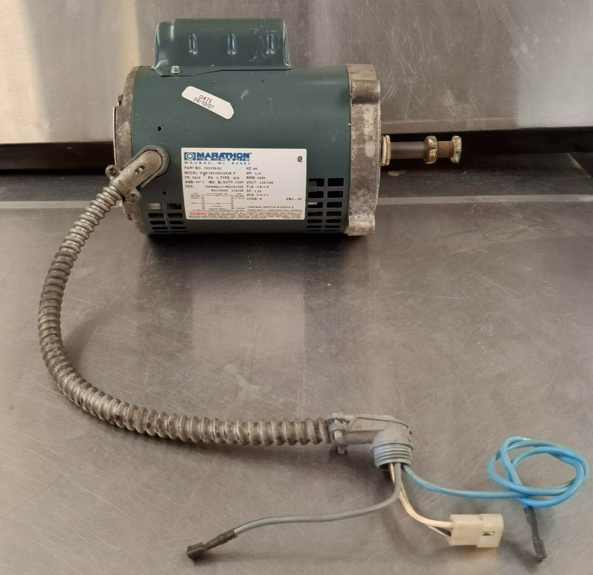 Double Stack Dryer Motor 1/4HP 1Ph 60Hz For Speed Queen P/N: 703376-01 (Used) Double Stack Dryer Motor 1/4HP 1Ph 60Hz For Speed Queen P/N: 703376-01 (Used)