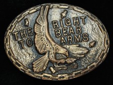 PK13126 VINTAGE 1970s THE RIGHT TO KEEP BEAR ARMS 2ND AMENDMENT BELT BUCKLE
