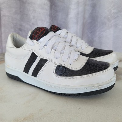 Los Altos Genuine Crocodile Casual Walking Sneakers Black/White Leather Men's 8