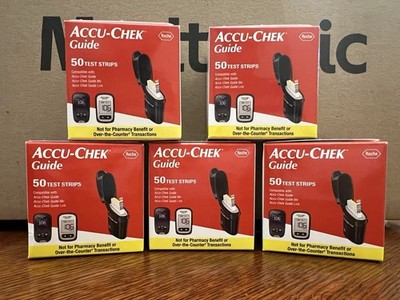 Accu-Chek Guide Test Strips 50 ct, Lot of 5 Boxes, 250 Total NEW! Exp 12/23/2025