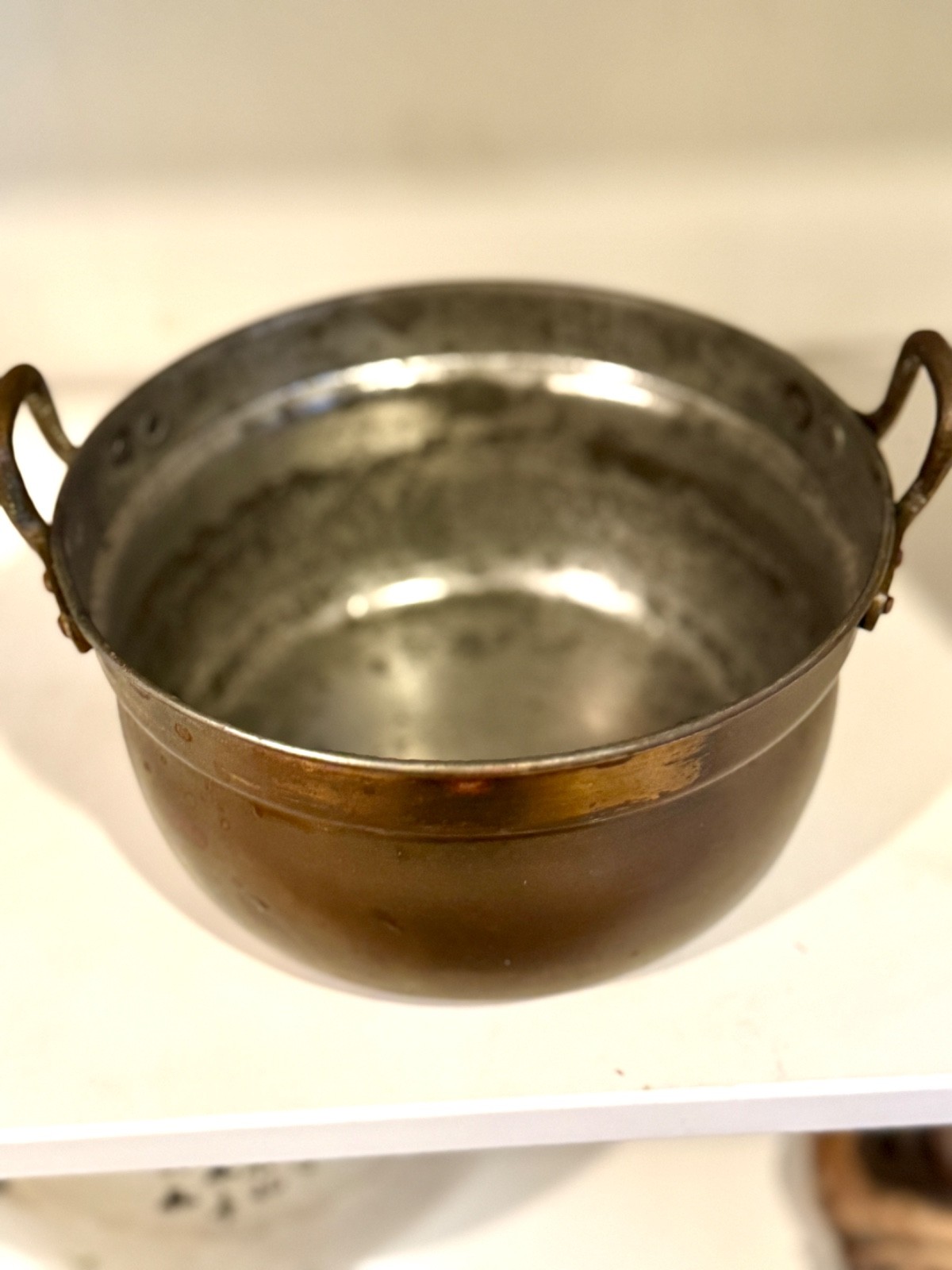 Vintage Copper & Brass Pot w/ Lid | Stainless Lined Cookware | Rustic Kitchen...