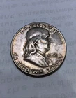 1951 P Silver Ben Franklin Half Dollar Good lite Bronze tone/LiL green corrosion