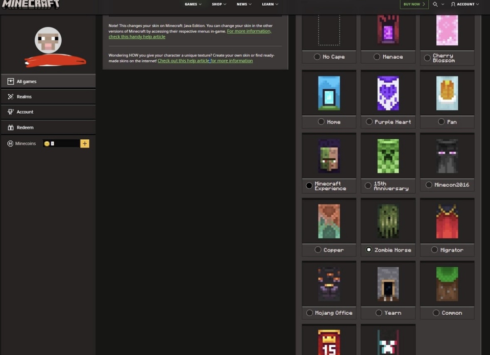 Minecraft Minecon 2016 16 Cape Account RARE (16 Capes, Negotiable Price ...