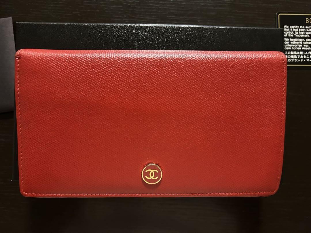 Chanel Red Bifold Leather Wallet for Women