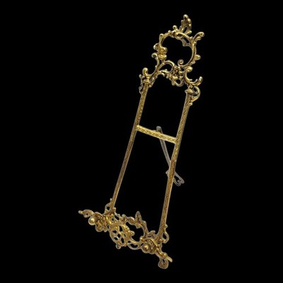 Vintage 20'' Ornate Solid Brass Tabletop Easel Victorian Art Book Plate Stand