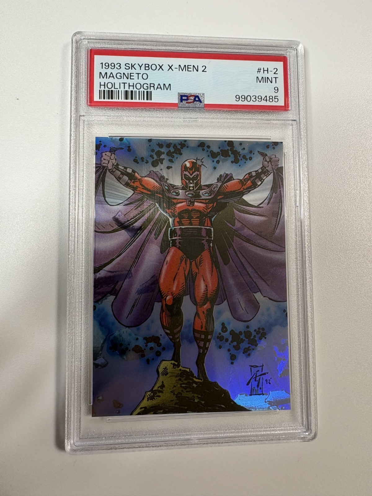 1993 Skybox X-Men 2 H-2 Magneto Holithogram PSA 9 MINT view 1