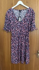 NEW Pour Moi Bella Slinky Recycled Jersey Floral Tea Dress Pink Blue Size 18 UK