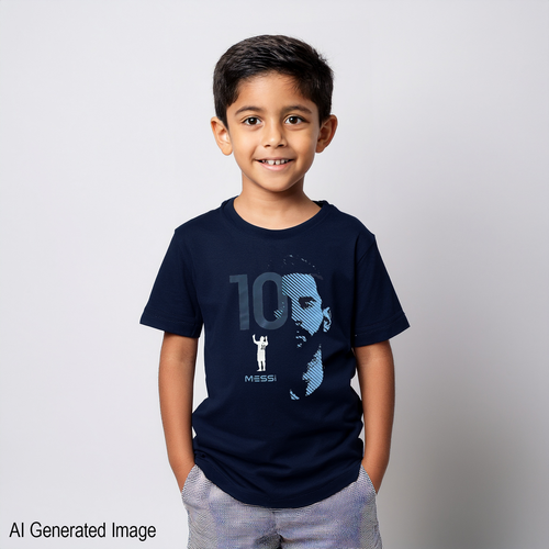 Messi Face Boy's Navy Blue T-Shirt. US Boy's Sizes XS-XXL. New in Polybag! - Picture 4 of 4