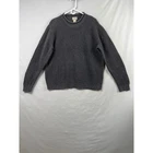 LL Bean Sweater Mens XL Dark Grey Organic Cotton Waffle Knit Rolled Crew Neck