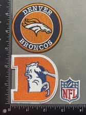 LOT OF 3 DENVER BRONCOS IRON ON EMBROIDERED PATCH