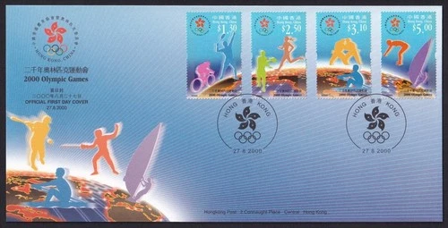 Hong Kong, 2000 Olympic Games Illustrated FDC. Special 'RINGS' Handstamp