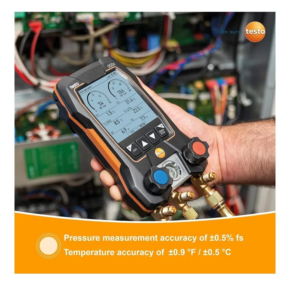 Juego de colectores, manómetros y mangueras Testo 550 - negro (0563 1550) Foto 2 de 4
