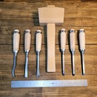 Chisels & Gouges Tool Set & Hardwood Mallet Woodworking Carving Tools ☆Usa