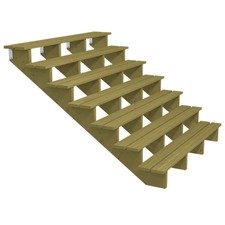 Terrassentreppe Bausatz 7 Stufen 122 cm hoch 180 cm Holz druckimprägniert