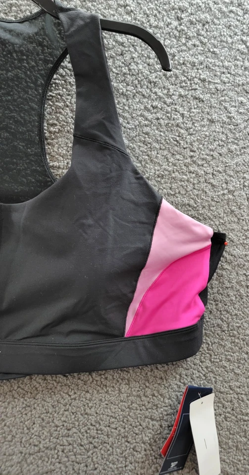 Reebok Plus Lux Colorblocked Racerback Sports Bra Women's 4X/26-28W Black/Pink - Image 4 of 4