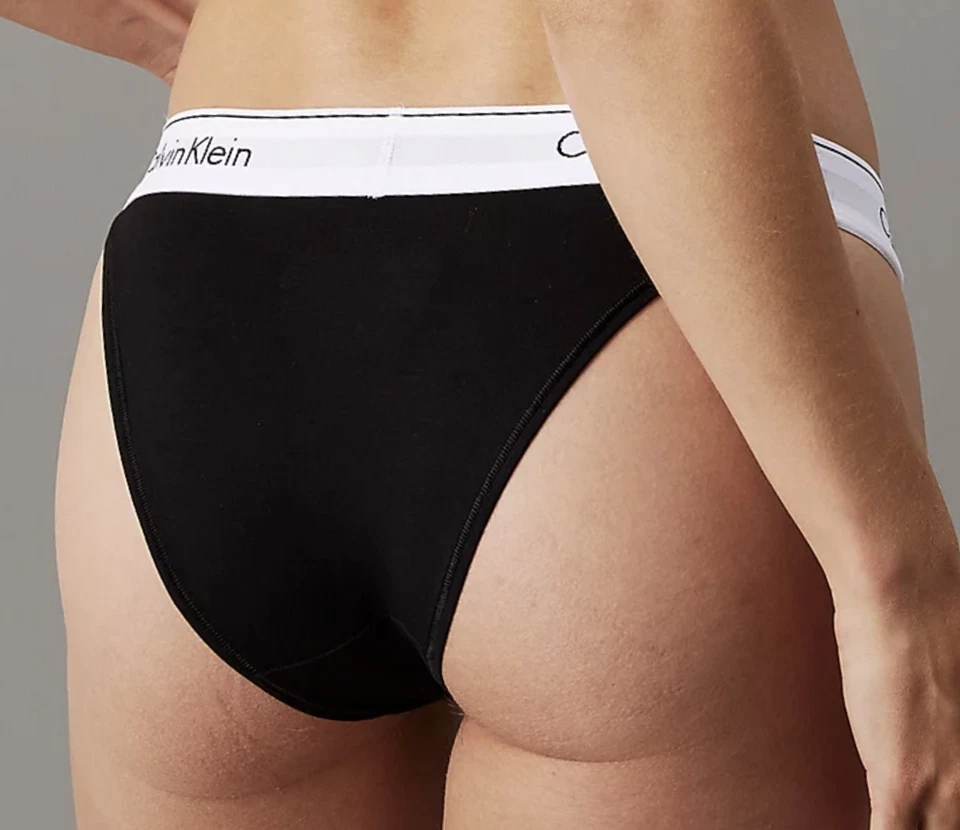 CALVIN KLEIN Modern Cotton Black White String Tanga Cheeky Panty Womens Sz XL 8 - Image 3 of 4