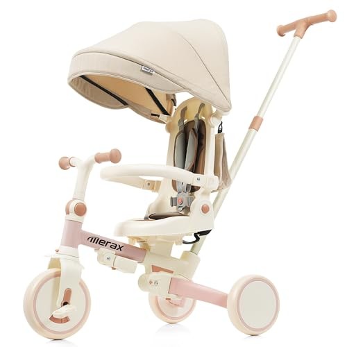 7 in 1 Baby Tricycle Toddler Trike Collapsible Frame Lightweight Kid Rider 