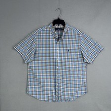 Ralph Lauren Shirt Mens XL Colorful Plaid Short Sleeve Button Front Casual Pony