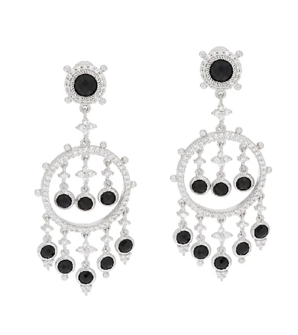 QVC Judith Ripka Sterling Silver Black Spinel Dangle - Main Image