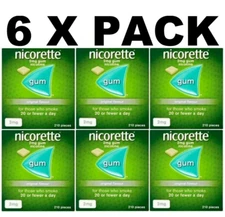 6 x Nicorette ORIGINAL Flavour Gum 2MG 210 Pieces "FREE SHIP TO USA"