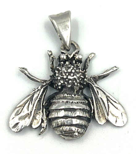 Vintage Mexican Sterling Silver Large Honey Bee Pendant Mid Century