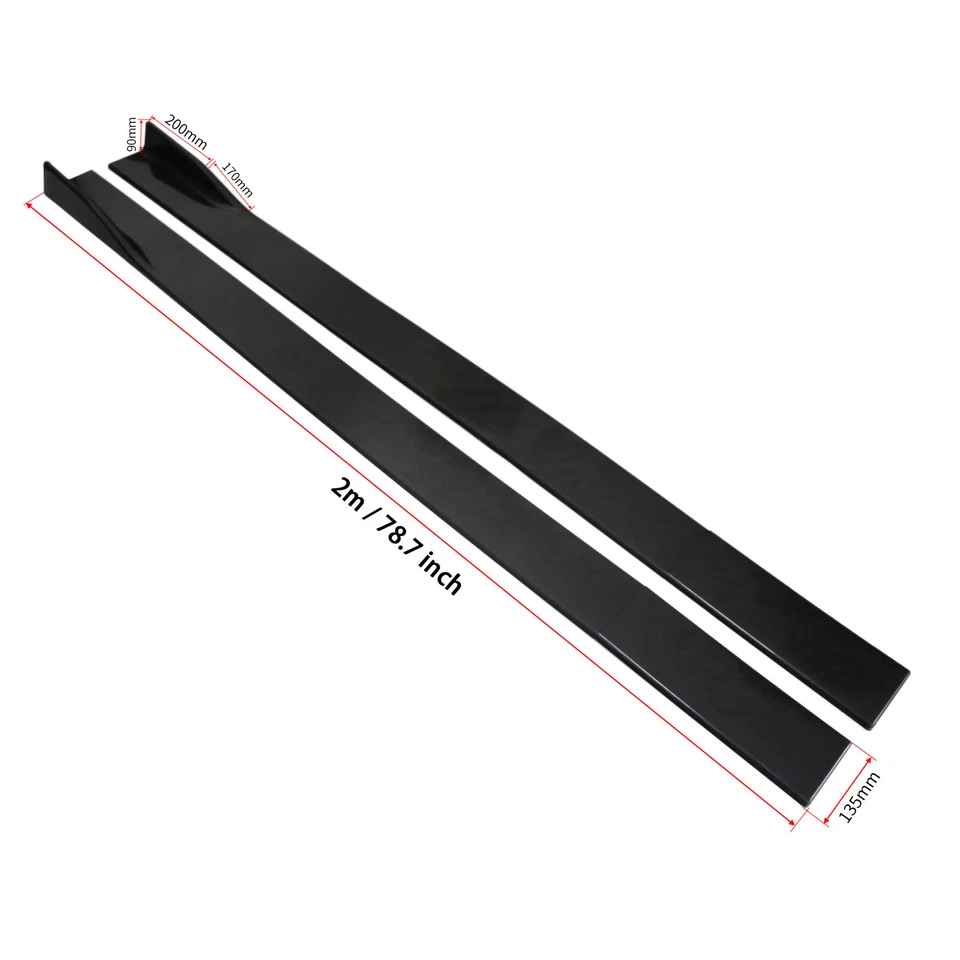 78.7"Gloss Black Rocker Panel Side Skirts Lip Extensions For Ford Crown Victoria - Image 2 of 4