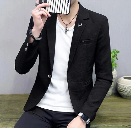 Mens One Button Casual Blazers Jacket Lapel Collar Summer Slim Fit Coat Outwear - Bild 9 von 15