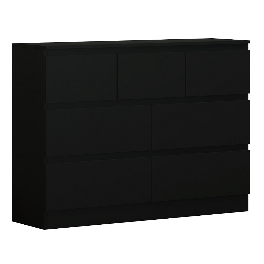 Matt Black Sideboard 7 Drawer Merchant Chest Living Room Home Office Furniture