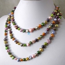 50" 6-8mm Multi Color Baroque Freshwater Pearl Necklace Strand Jewelry
