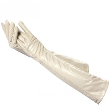 Beige Long Leather Gloves,high-grade Long,winter Genuine Sheepskin Long Gloves