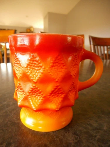 Fire King Orange Dimple Vintage Mug Coffee Cup 1970's Prop  Anchor Hocking