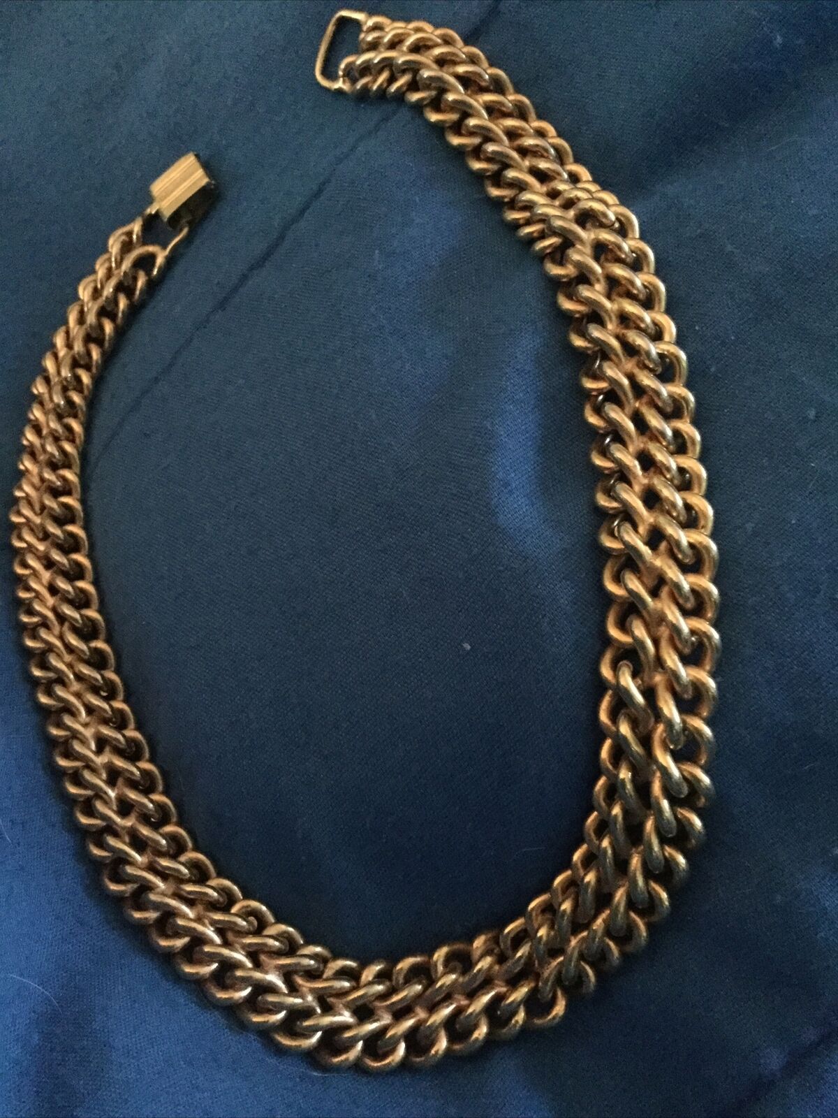 VINTAGE SHINY GOLD TONE WIDE FANCY LINK CHAIN COL… - image 1