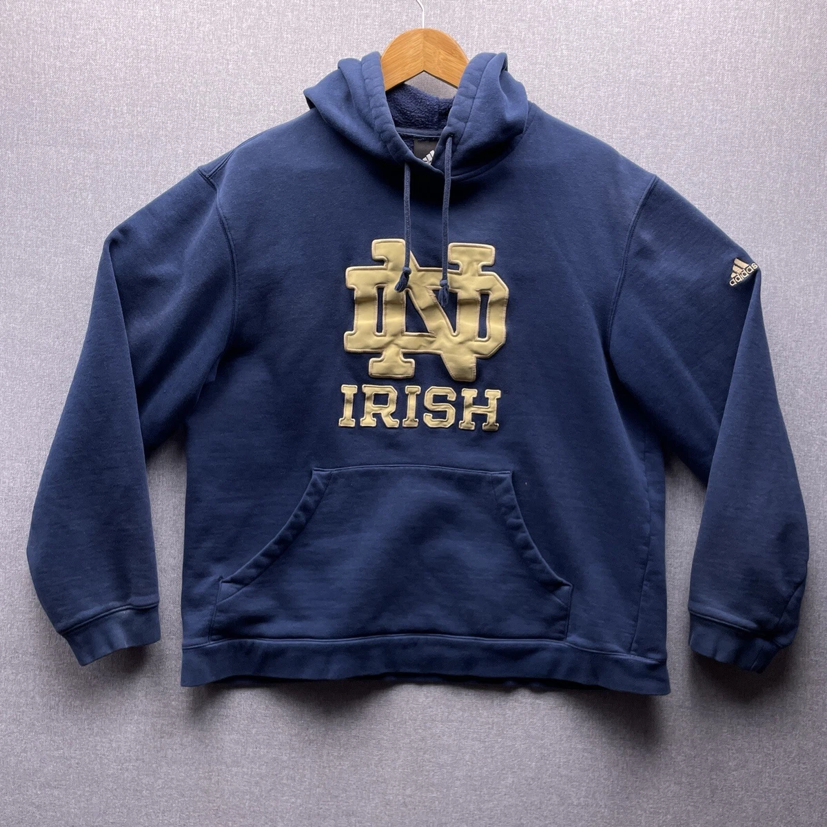 Adidas Notre Dame L Boxy Fighting Irish Big Logo Navy Hoodie Hooded Sweatshirt