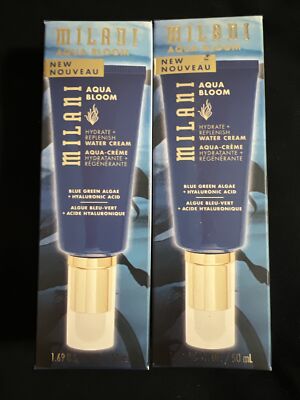 NEW 2PK Milani Aqua Bloom Hydrate + Replenish Water Cream, Blue Green Algae 50mL