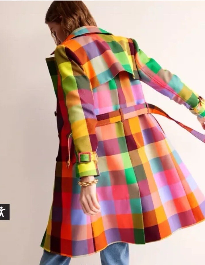 Viral Boden Multi Neon Belted Trench Coat NWOT Size 6/8 Sold Out! image 2