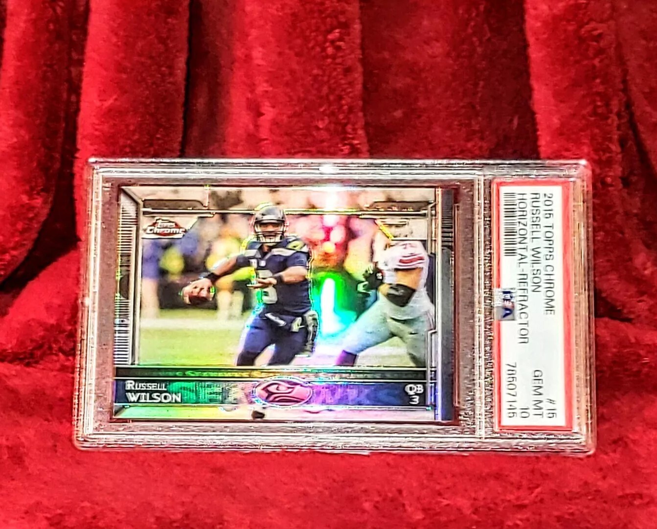 RUSSELL WILSON 2015 TOPPS CHROME REFRACTOR #15 HORIZONTAL PSA 10 🔥 NICE