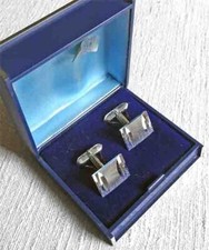 Manschettenkn&ouml;pfe silbern Rhodium Herren Schmuck  2 x 1,2 cm 1990