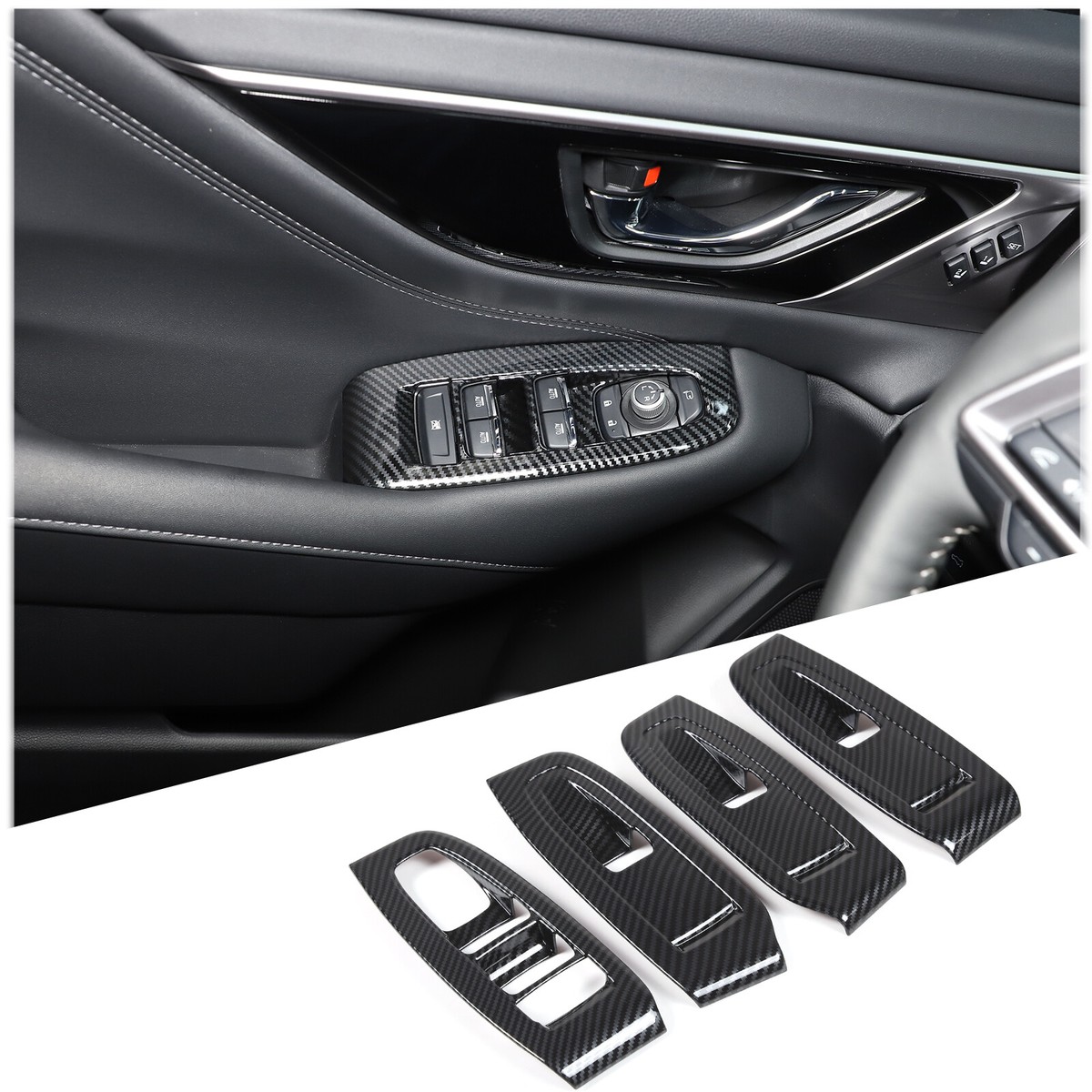 ABS Carbon Car Power Window Lift Frame Cover Trim For Subaru Outback  2021-2023