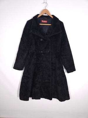Max Mara Studio Fur Coat Alpaca Wool Double Breasted size US 10 F42