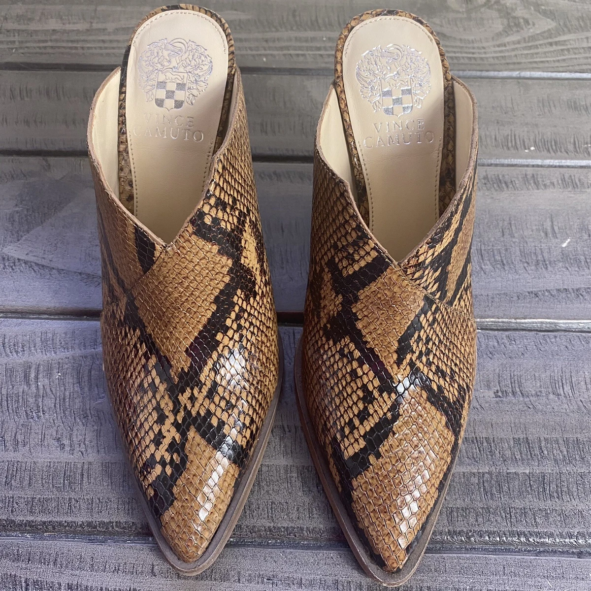 Vince Camuto Crissidy Snake Skin Heeled Mule Size 7 eBay