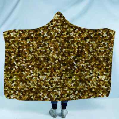 Shiny Golden Sequins 3D Hooded Blanket Wearable Flannel Throw